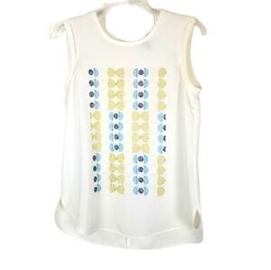 Nic+Zoe Womens Sleeveless Top Blouse Size XS Embroidered Geometric Design Cream